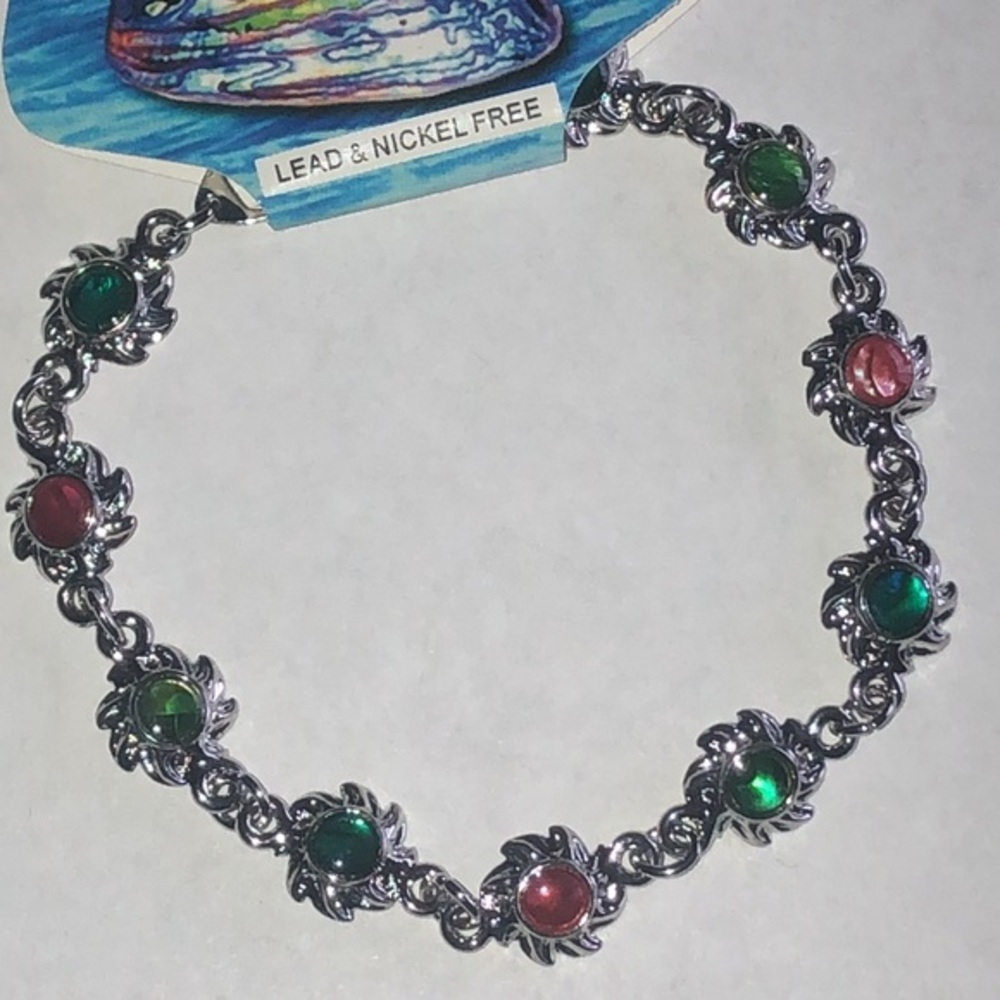 Silver Tone Multicolor Boho Shell Bracelet